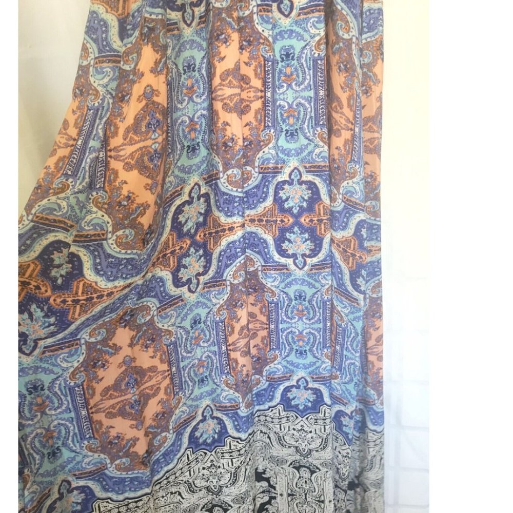 Anthropologie Maeve Medallion Maxi Dress Sz 4 Damask Silk Sleeveless Multi Blue - Picture 12 of 16